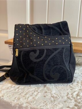Like New!  Black Textured Crossbody Bag with Gold Stud Accents